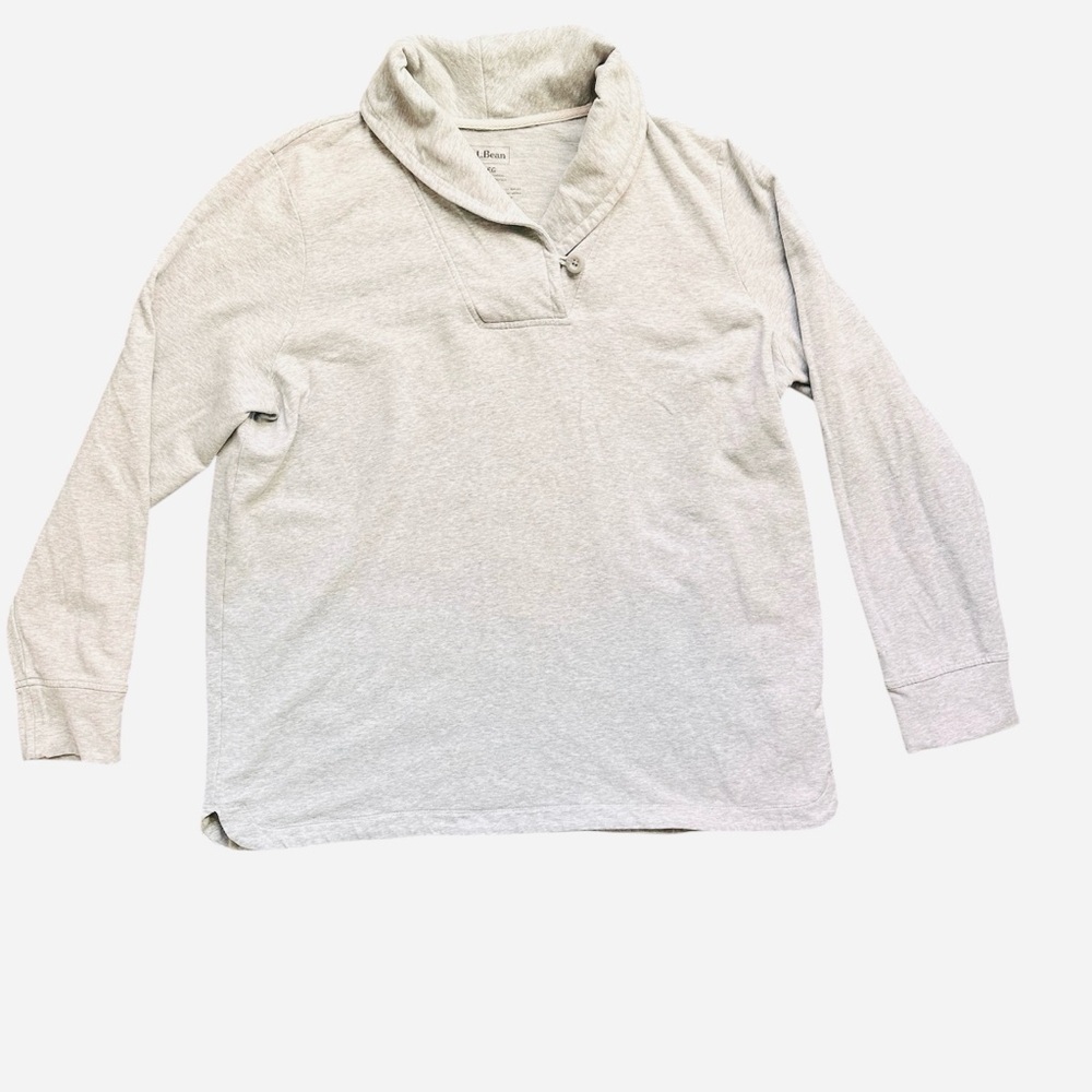 L.L. Bean Light Gray Shawl Collar Pullover Sweatshirt Size Large